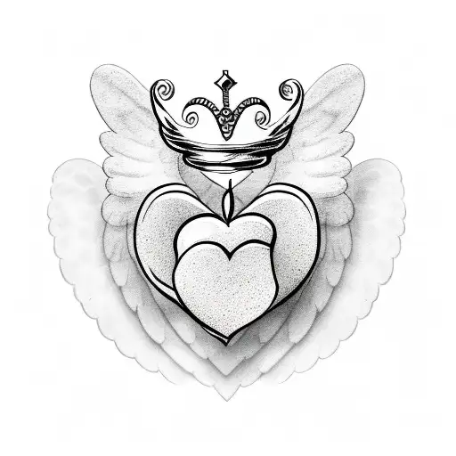 Simple Heart With Angel Wings And A Crown On Top