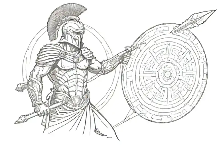A Greek Spartan With A Spear And A Shield Staring Into The Distance Thoughtfully