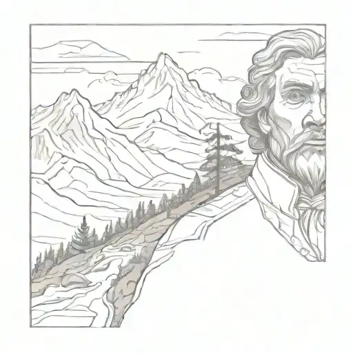 A Portrait Of A Historical Figure From A Favorite Book With A Mountain Landscape As A Backdrop