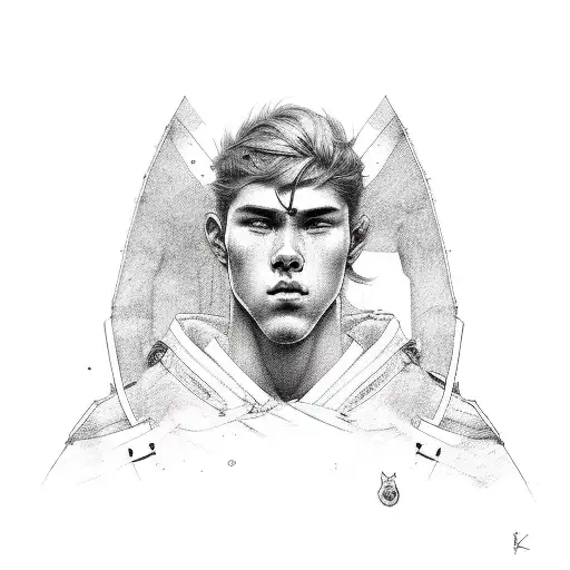 Portrait Of A Young 18 Years Old Athletic Handsome Male In The Style Of Ki Jung Gi