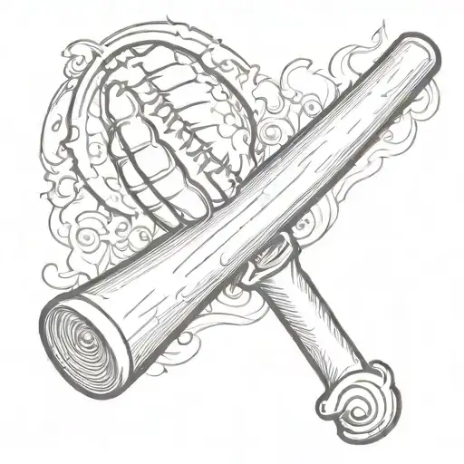 Hand Holding Flaming Baseball Bat