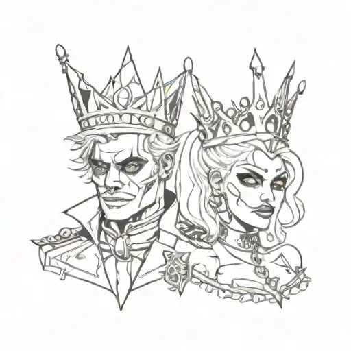 King And Queen Crowns Gangster Harley Quinn And Joker Style