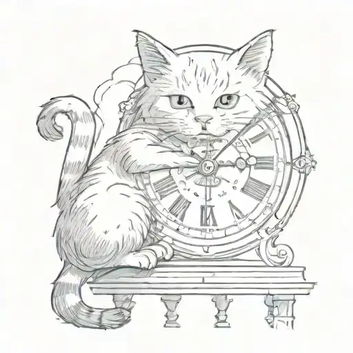 A Cat Gracefully Painting A Clock To Symbolize The Passing Of Time