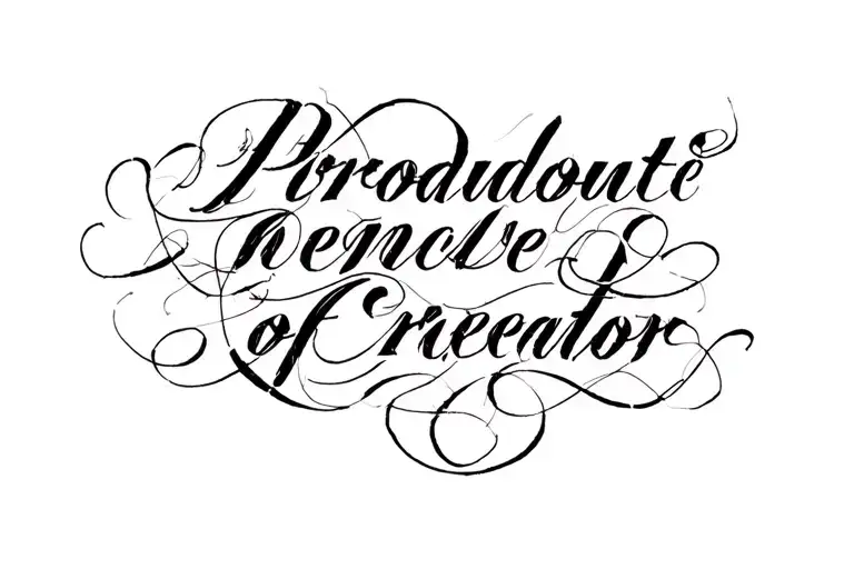 The Words Product Of Creator In Calligraphy Script In 1 Line