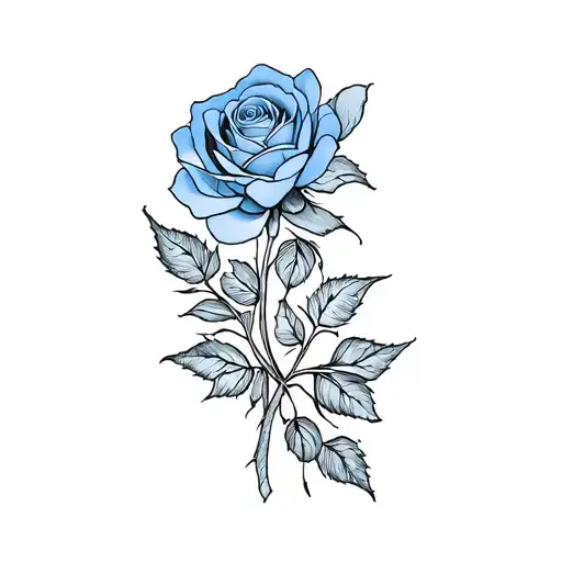 A Tattoo Of A Blue Rose Black Lace Patterns