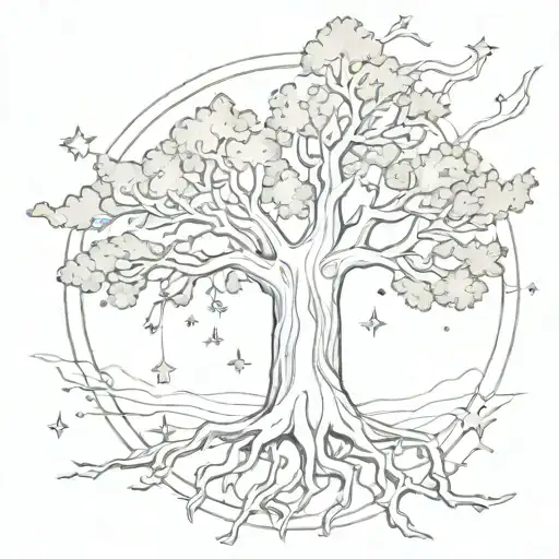 Oak Tree Inside A Star