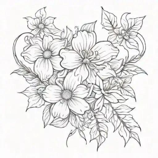 Birth Month Flower Bouquet Bow