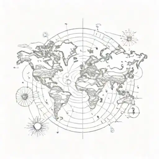 World Map And Around This Is Sun