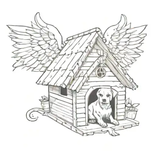 A Doghouse With Wings And Dog