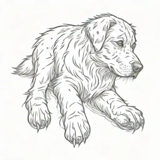 One Big Dog Paw With A Small Dog Paw