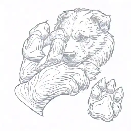 One Big Dog Paw With A Small Dog Paw