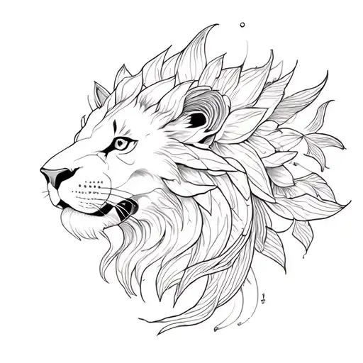 Lotus Flower Lion And Koi Fish Swimming