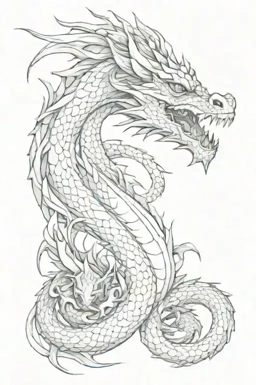 Dragon With Two Babies Curled In Her Body