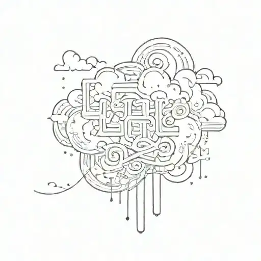 A Tattoo Design Of A Cloud With The Letters 'Lhl' Subtly Hidden Within The Design