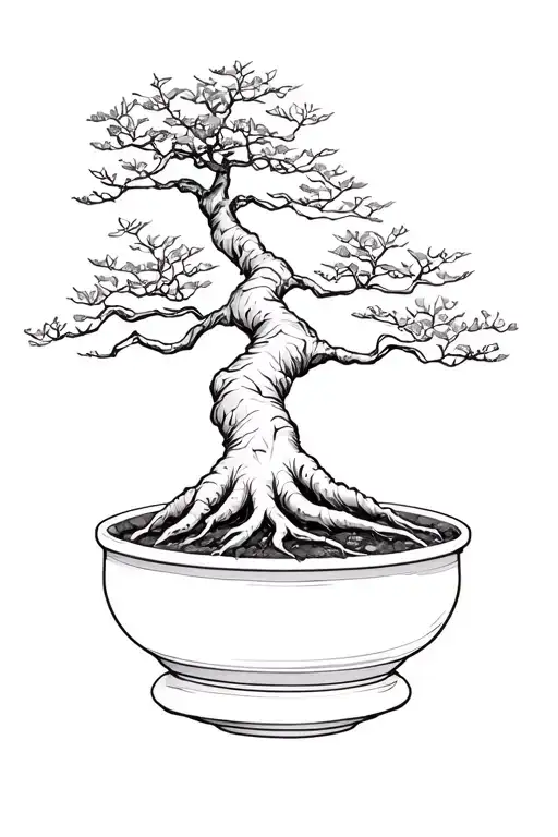 Bonsai Tree With No Pot Exposed Fine Roots Minimal Foliage