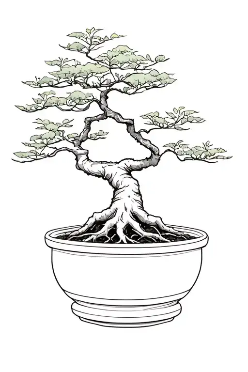 Bonsai Tree Without Pot Exposed Fine Roots Minimal Foliage