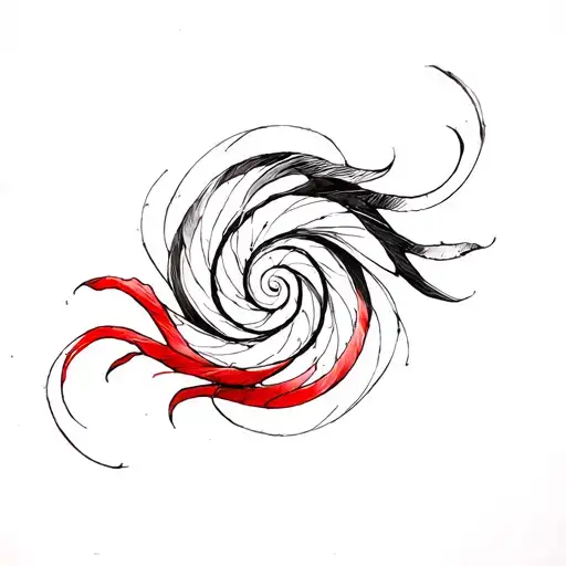 A Sketch Tattoo Of A Spiral Turning From Red To Black To White