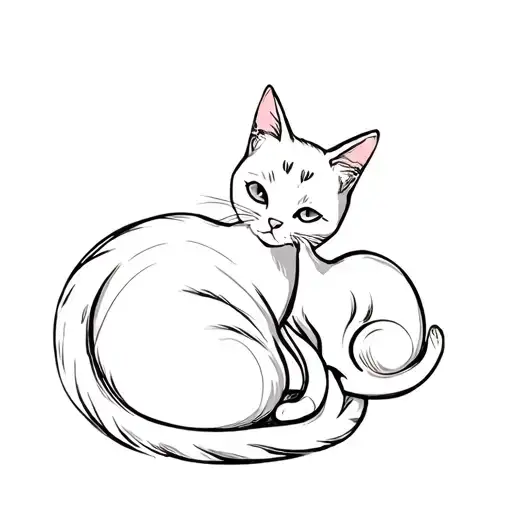 Mom Cat And Baby Cat Curled