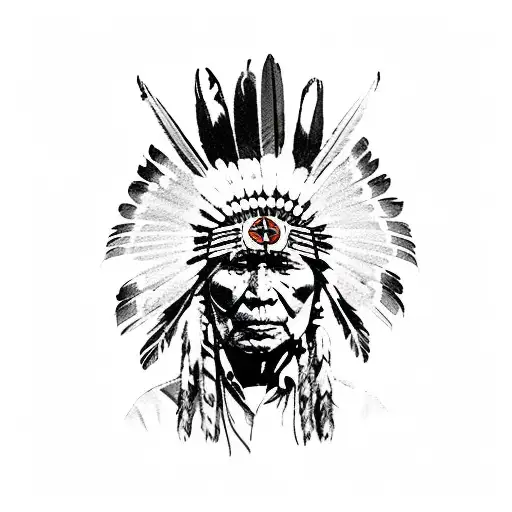 Native American On Horse Portrait