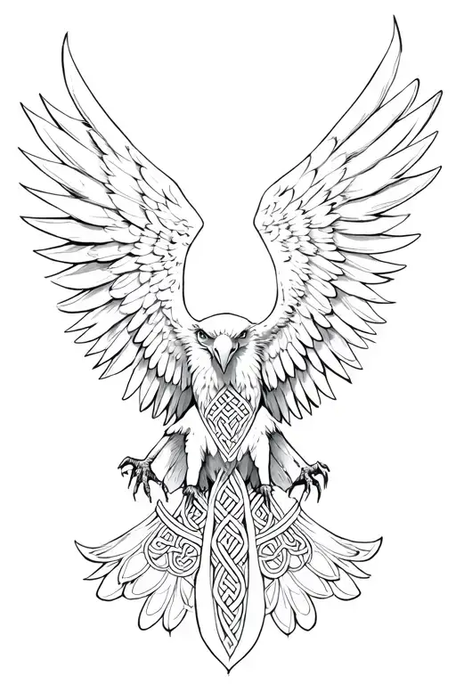 Eygiptian Eagle With Wide Wingspan Celtic Designs
