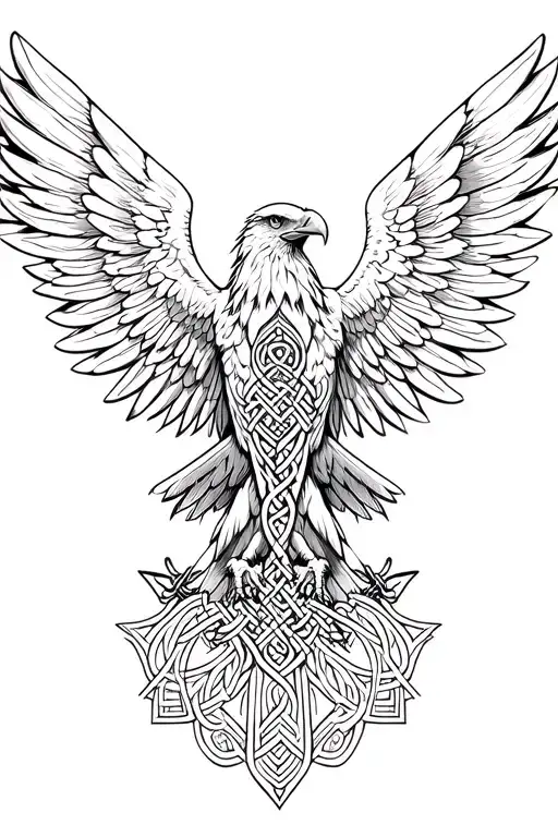 Eygiptian Eagle With Wide Wingspan Celtic Designs