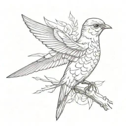 Biology Book Tattoo Style Swallow Bird