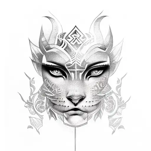 Tattoo Of A Female Jungle Warrior