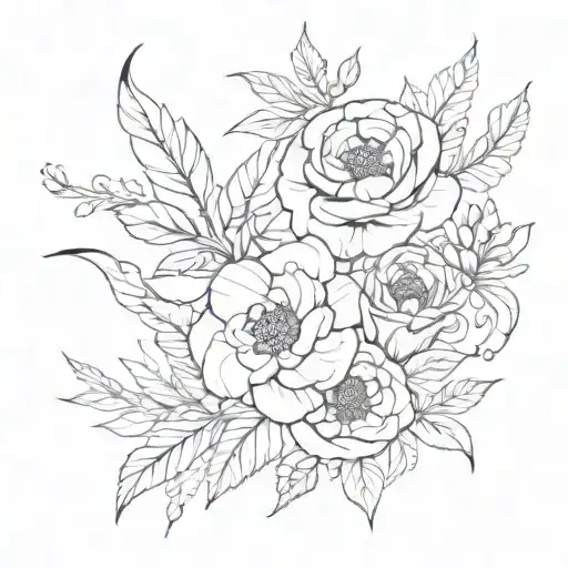 October And September Flower Fine Line