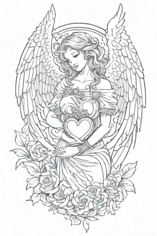 An Angel With Wings Holding A Heart