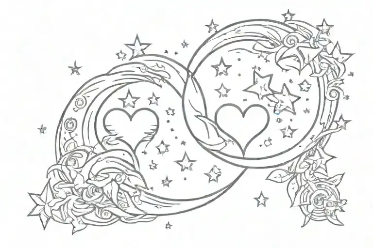 Hearts And Moon And Stars Moon