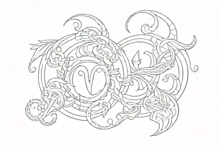 Virgo And Scorpio Symbols Forming Its Shape