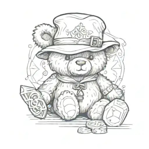 A Teddy Bear Wearing A Rogue Hat Surrounded By Mystical Runes