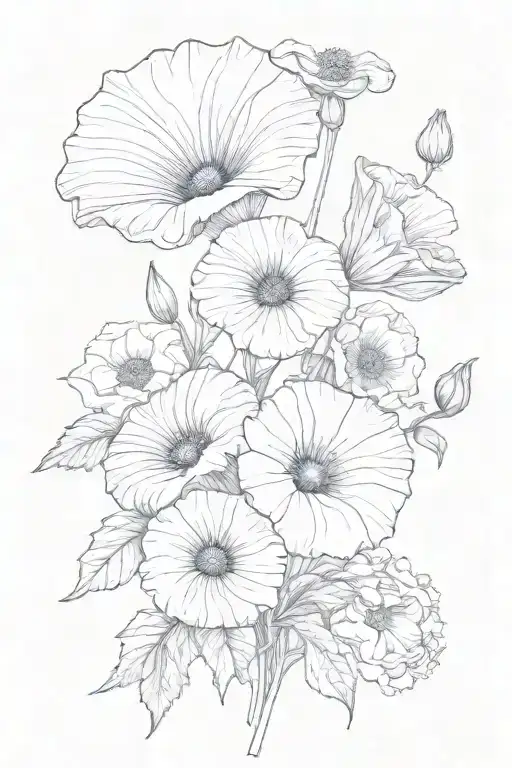 Bouquet With Morning Glory And Poppy Flower