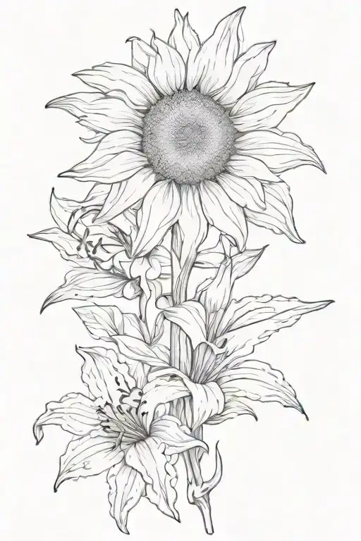 Half A Sunflower And Half A Lily Flower Blooming Flowers Symbolizing