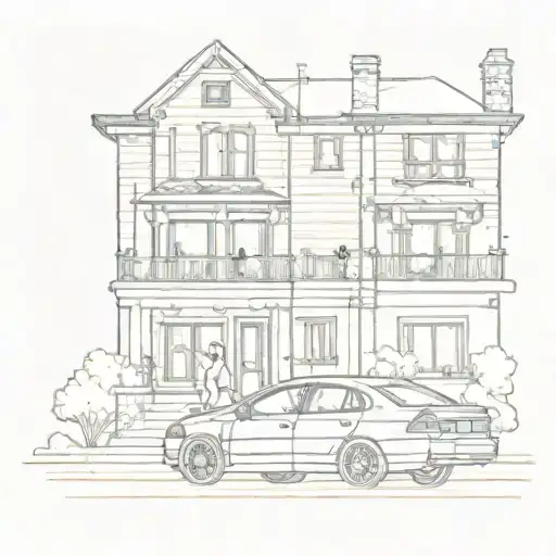 A Car Parked In Front Of A House