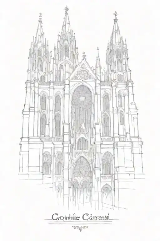 A Sketch Of A Gothic Cathedral With A Quote From The Song Below
