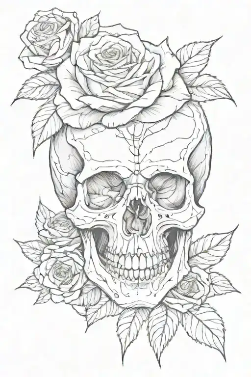 Rose Inside Skull