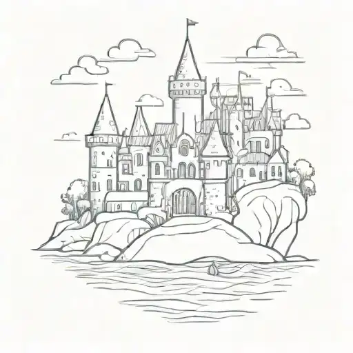 Small And Cute Castle On The Beach Or On The Sea