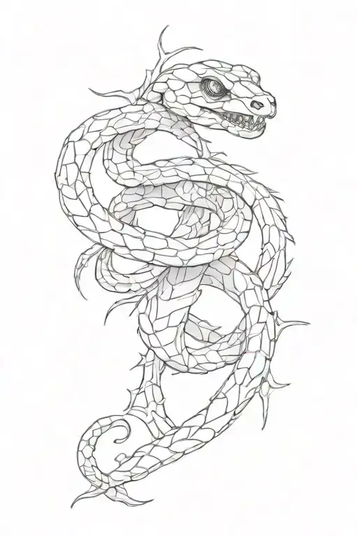 Snake Skeleton With Thorns Intertwined