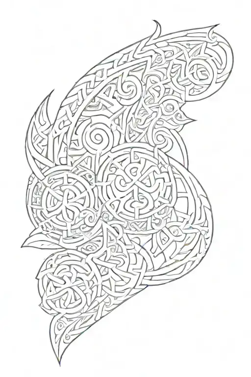 Celtic And Maori And Gallic Patterns On Arm Sleeve