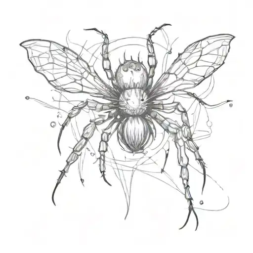 Spider Attacking A Fly With A Knife