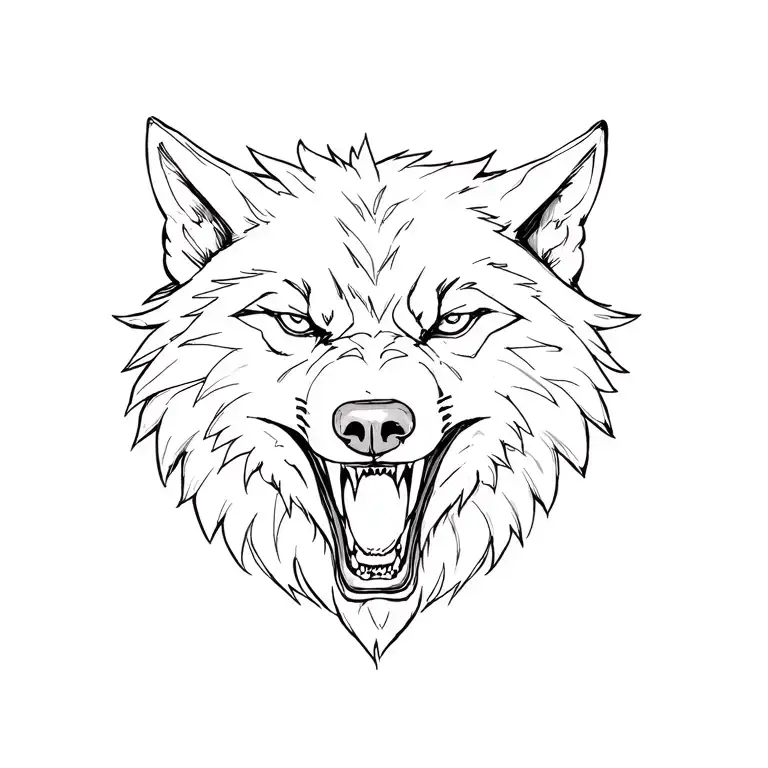 Snarling Wolf Head