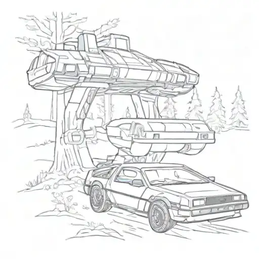 A Delorean From Back To The Future Speeding Through A Canadian Forest