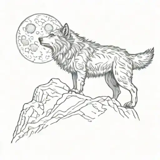 A Wolf Howling At The Moon While Standing On Top Of A Mountain