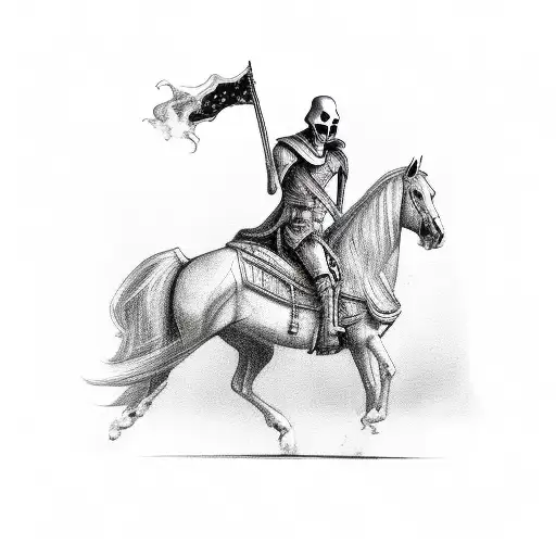 Grim Reaper Riding A Horse And Smoking Cigarette