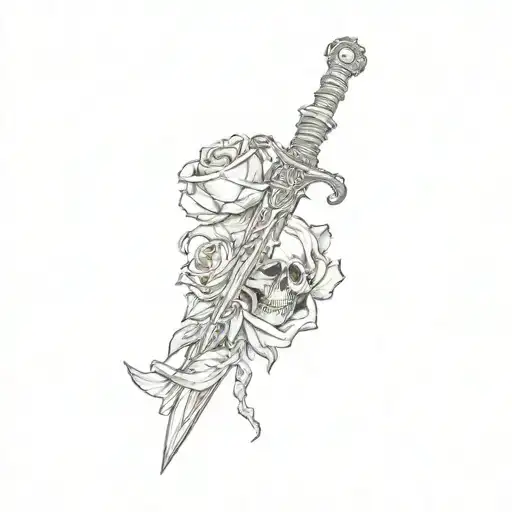 A Sword And Rose And Skull