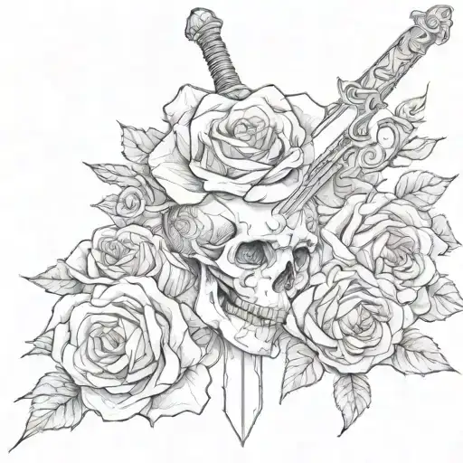 A Sword And Rose And Jaw Bone