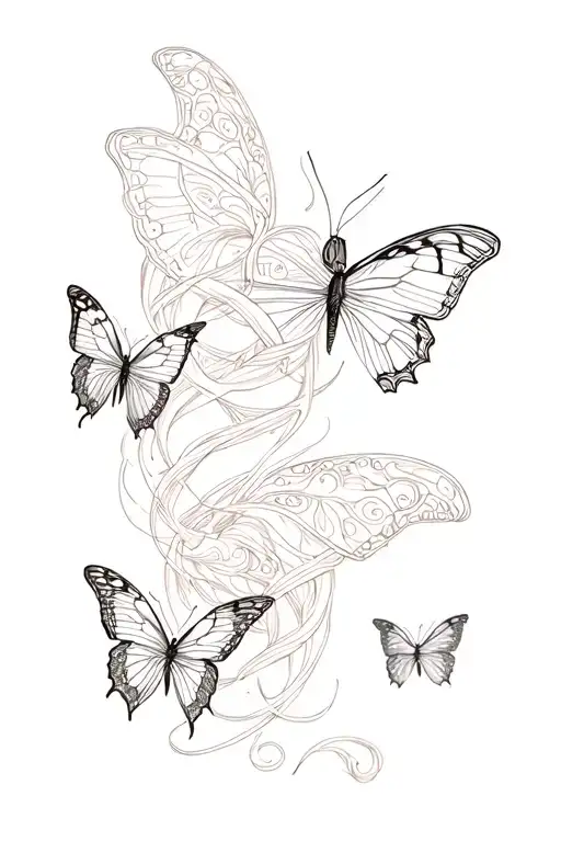 Butterflies With Dates As The Bodies Wraping Around Arm