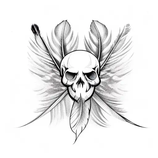 Bird Skull With Feathers