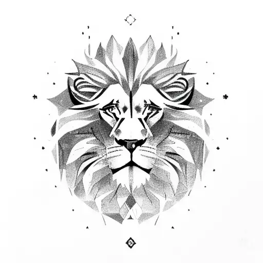 Half Lion Half Woman Face Creature With Leo Zodiac Sign Around It